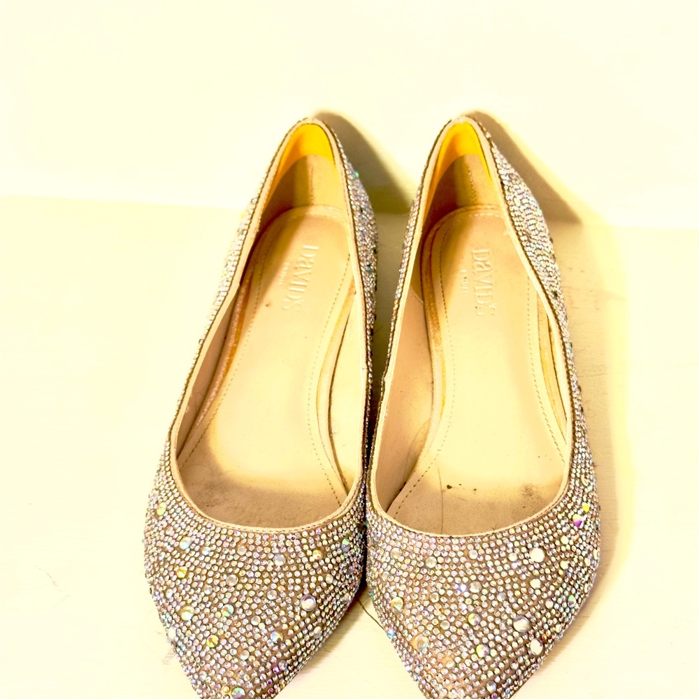 Posh Rhinestone Ballet Flats, Size 9